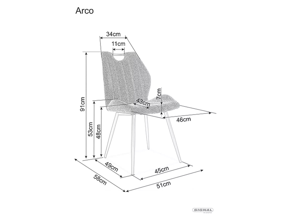 Стул SIGNAL ARCO Brego 18 серый/черный