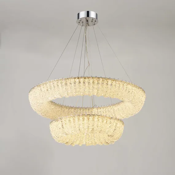 Люстра подвесная светодиодная NewRgy NW102L-ф800+500*H120(1200) CHROME, 452 Вт, хромированная