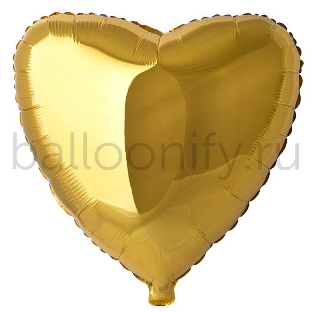 Фольгированная фигура, сердце, 32"/81СМ Металлик Gold(FM)