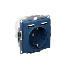 Розетка с USB A+A с защитными шторками Systeme Electric AtlasDesign Аквамарин ATN001130