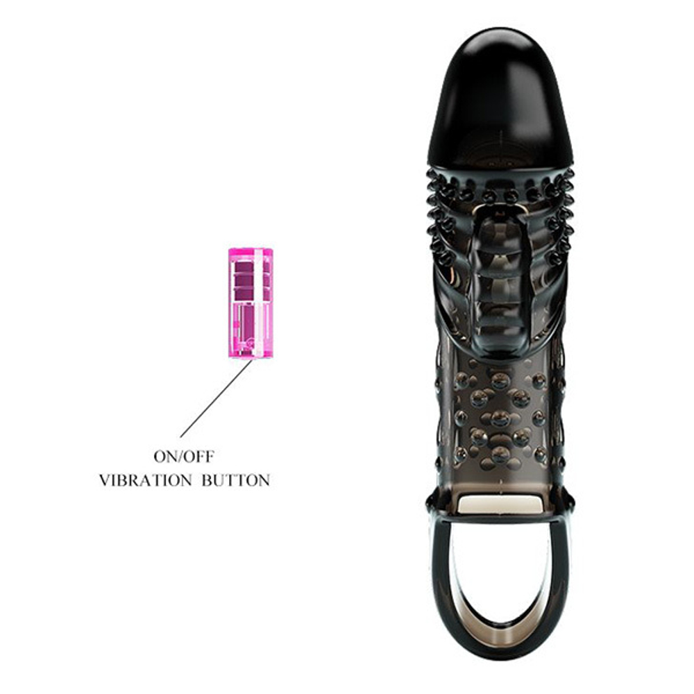 Черная насадка 18,5см с вибрацией Pretty Love Cecelia BI-026242-1