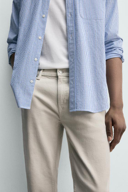 ZARA БАЗОВЫЕ ДЖИНСЫ SLIM FIT, ЭКРЮ