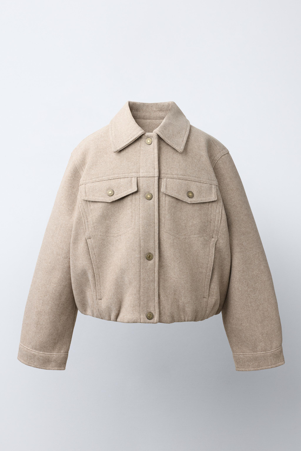 ZARA КУРТКА SOFT С ОБЪЕМНЫМ НИЗОМ, ПЕСОЧНЫЙ