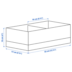 IKEA STUK  (ИКЕА СТУК)  -  Коробка с отделениями - белый/чёрный 17х32х10 см