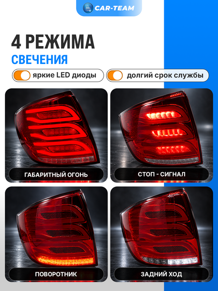 Задние фонари Лада Гранта, Гранта FL седан светодиодные в стиле Mercedes AMG, красные