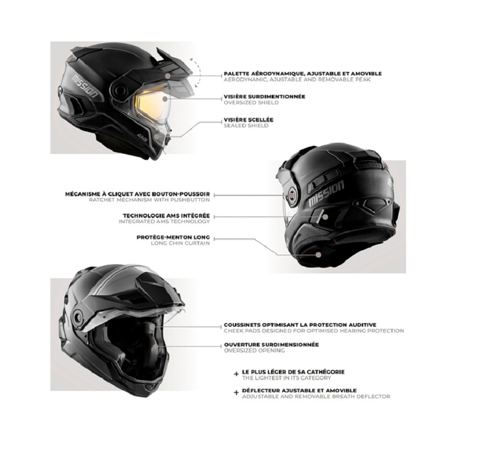 Шлем CKX MISSION AMS EDL SOLID BK MAT 2XL