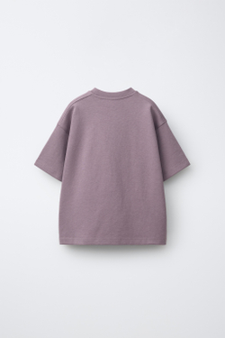 ZARA КОМПЛЕКТ ИЗ ФУТБОЛКИ И ШОРТОВ ИЗ ИНТЕРЛОКА, ЦВЕТ МАЛЬВЫ