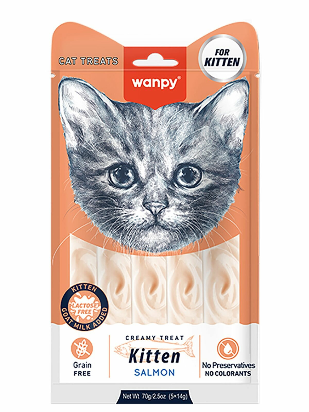 WANPY CAT Лакомство для котят нежное пюре из лосося 0,070 кг