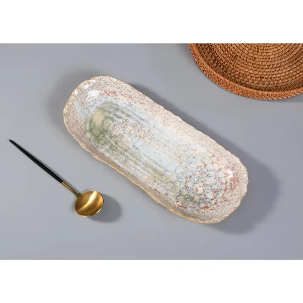 Блюдо овальное 34*14,5 см h3,5 см Gray Pearl Spots Sea Wave Frutti di Mare P.L. [1]