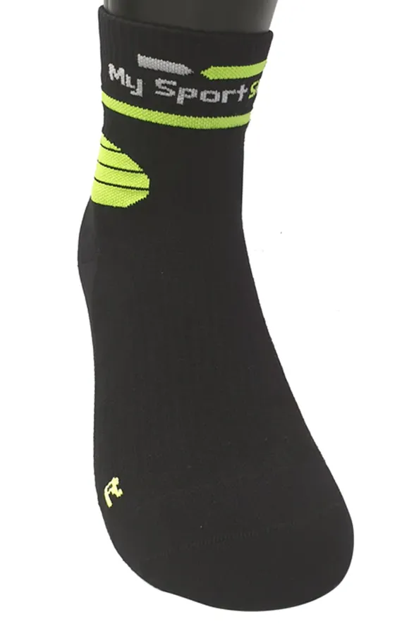GD9192 Calzino Corto Nero-Giallo Fluo