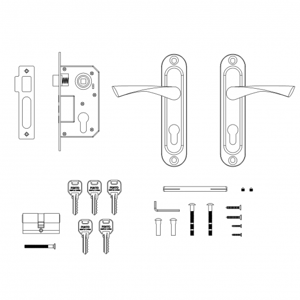 Замок цилиндровый в комплекте с ручкой LOCKSET15.CRONA.4061-3 (KIT P15 4061/3 CRONA) SN мат.никель