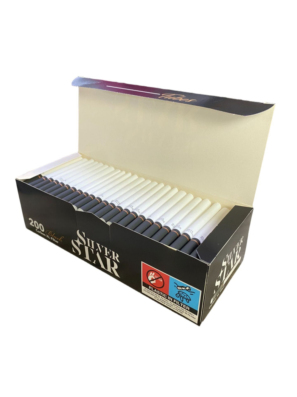 Гильзы для сигарет "Silver Star" Carbon Black&White Tipping XL 8.1/24мм 10х200шт (Комплект)
