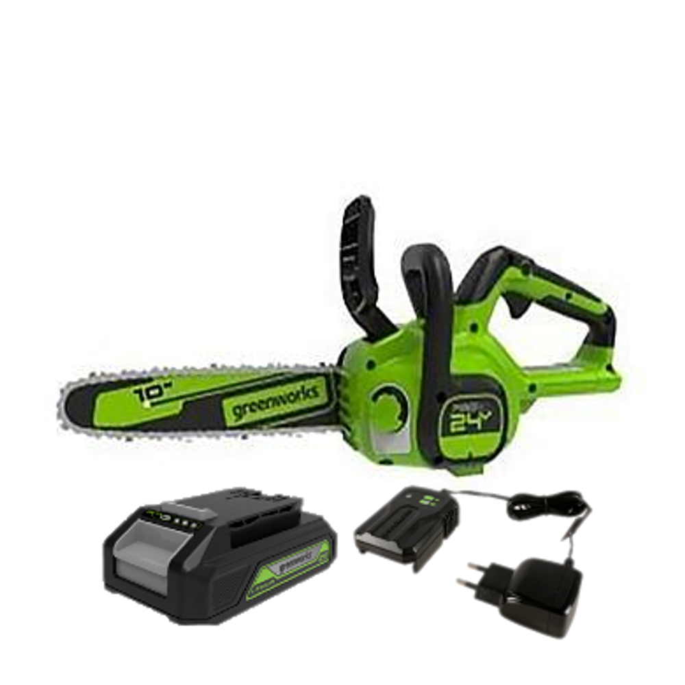 Цепная пила аккумуляторная Greenworks G24CS25K2, 24V, 25см, c АКБ 2Ач и ЗУ  2007707UA