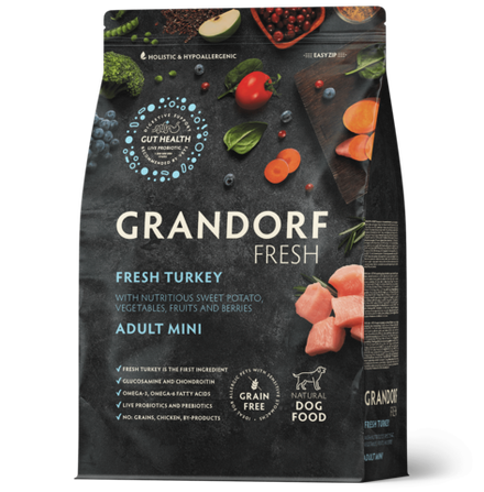 GRANDORF Fresh Сухой корм для взрослых собак мини пород с индейкой и бататом 3 кг