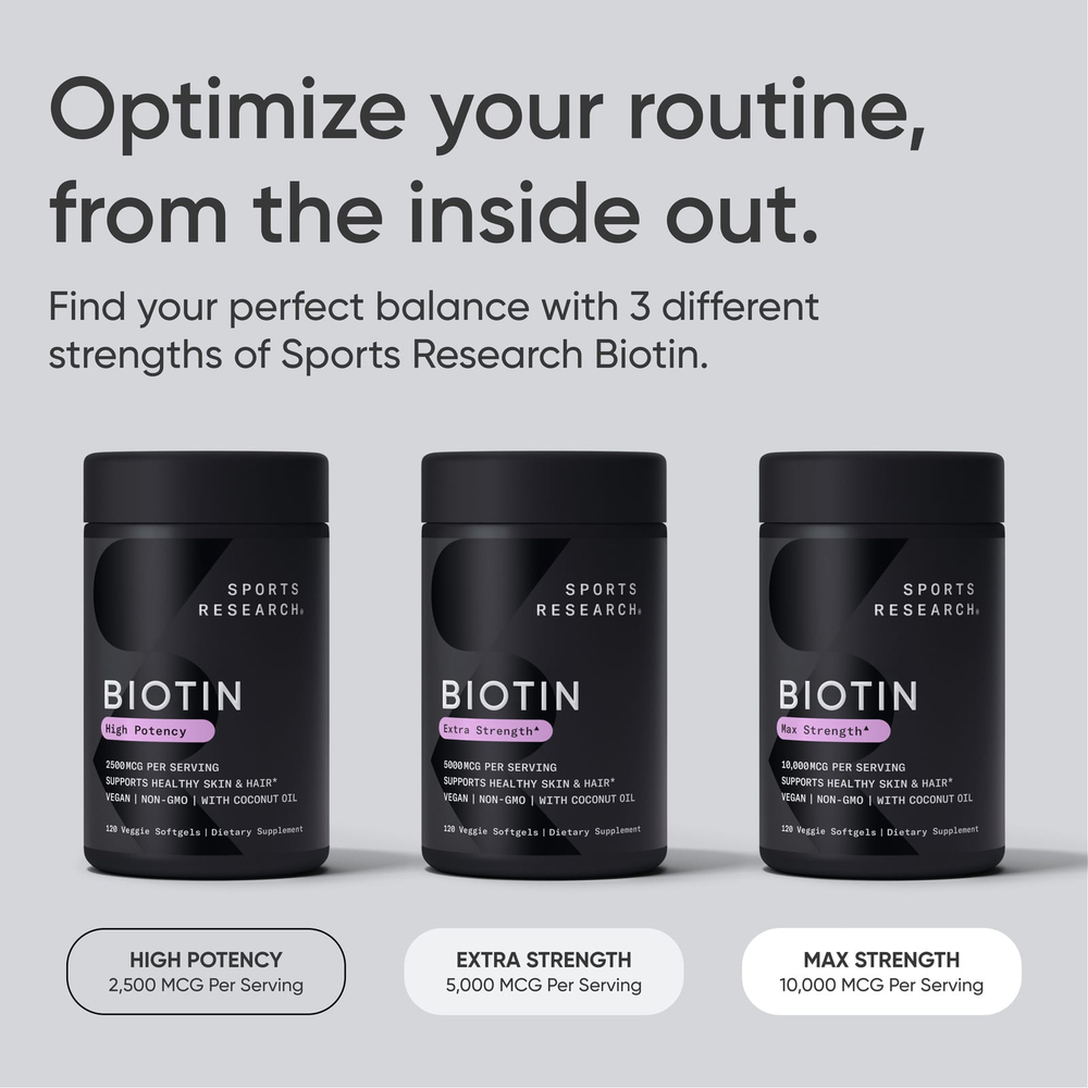 Sports Research, биотин, 10 000 мкг, 120 растительных капсул