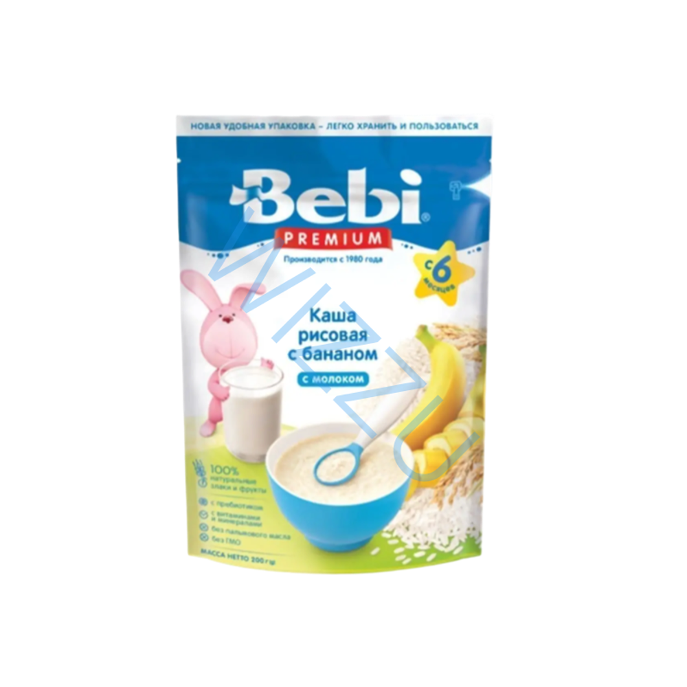 Каша молочная сухая рисовая с бананами Bebi Premium, 200 г