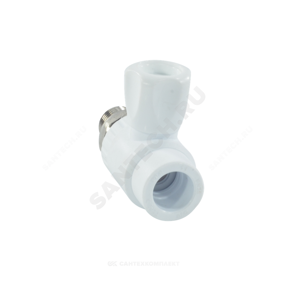 Кран шаровой PP-R белый Дн 20х1/2" НР прямой для радиатора RTP (РосТурПласт) 27853