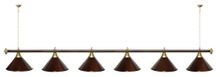 Лампа STARTBILLIARDS 6 пл. (плафоны антик медь,штанга зеленая,фурнитура золото)