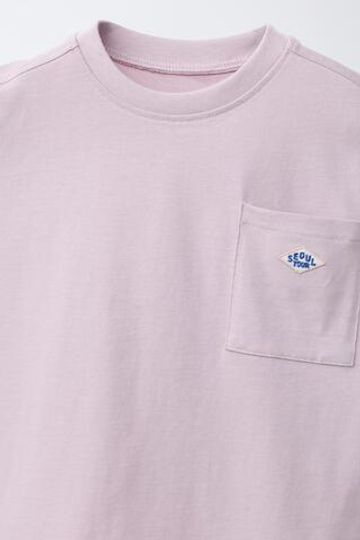 ZARA ФУТБОЛКА С НАШИВКОЙ И КАРМАНОМ, ЦВЕТ МАЛЬВЫ