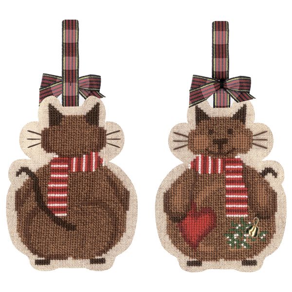 Набор для вышивания нитками Le Bonheur des Dames, елочная игрушка Chat noël (Рождественский кот), 8х11 см