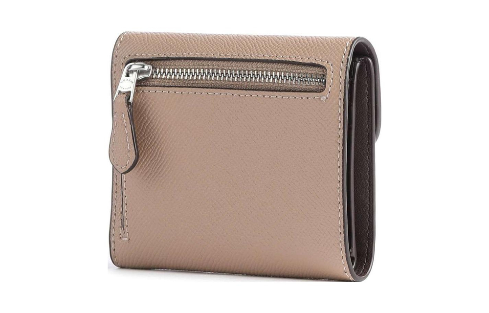 COACH Wyn Snap Closure Pebbled Leather Wallet Women"s Gray Brown
