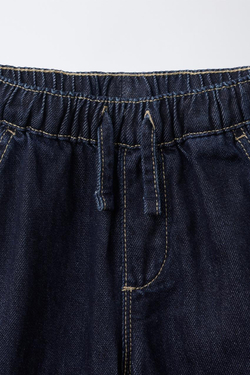 ZARA БРЮКИ BAGGY ИЗ САРЖИ, СИНИЙ