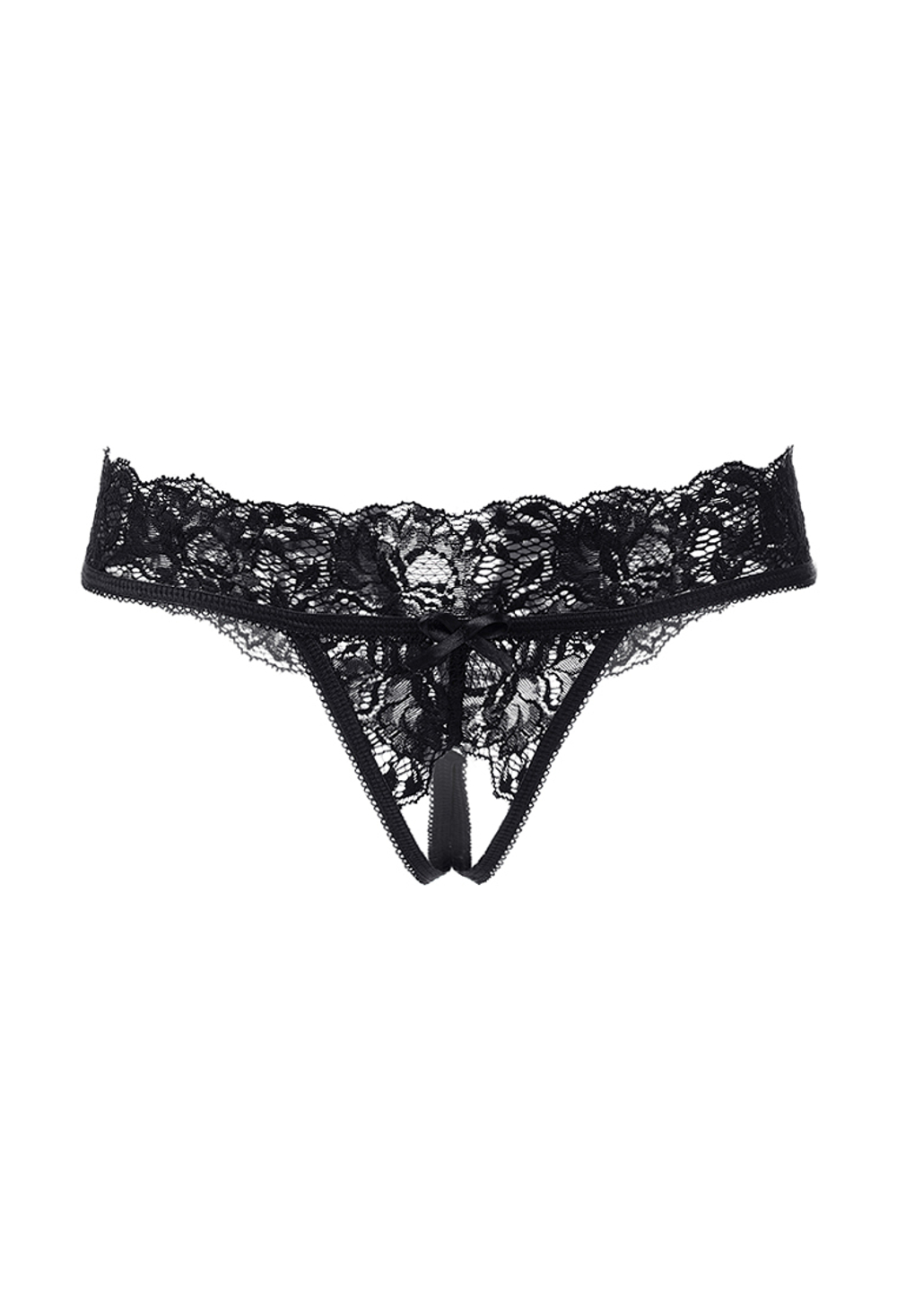 Эротические трусики Erolanta Lingerie Collection с декоративным вырезом сзади черные 46-48