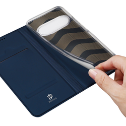 Чехол книжка из кожи синего цвета для Vivo X300 FE 5G (S50 Pro mini), серия Skin Pro Series от Dux Ducis