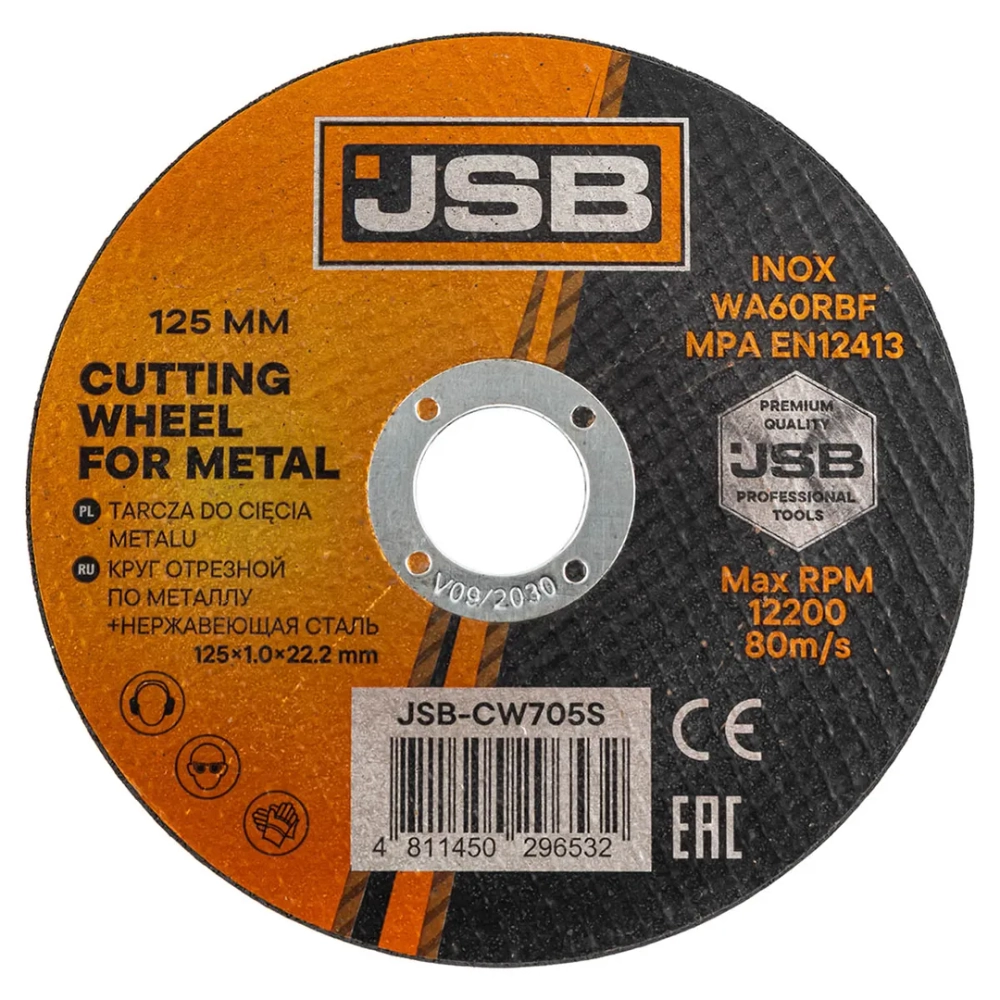 Круг отрезной по металлу и нержавеющей стали 125x1.0x22.2мм JSB JSB-CW705S