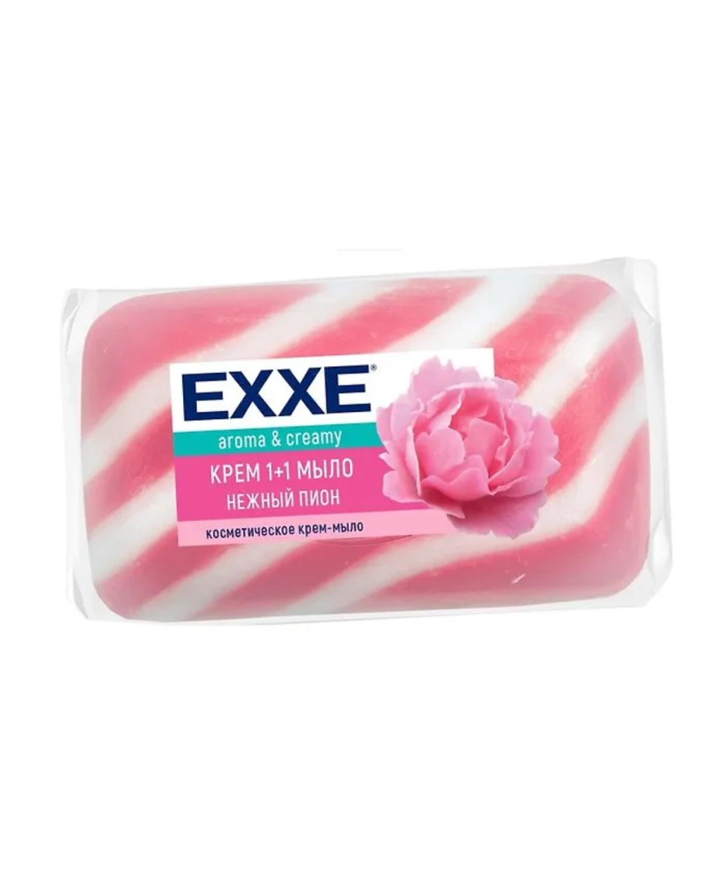 Туалетное крем+мыло EXXE 1+1 "Нежный пион" 1шт*80г (РОЗОВОЕ) полосатое одиночное