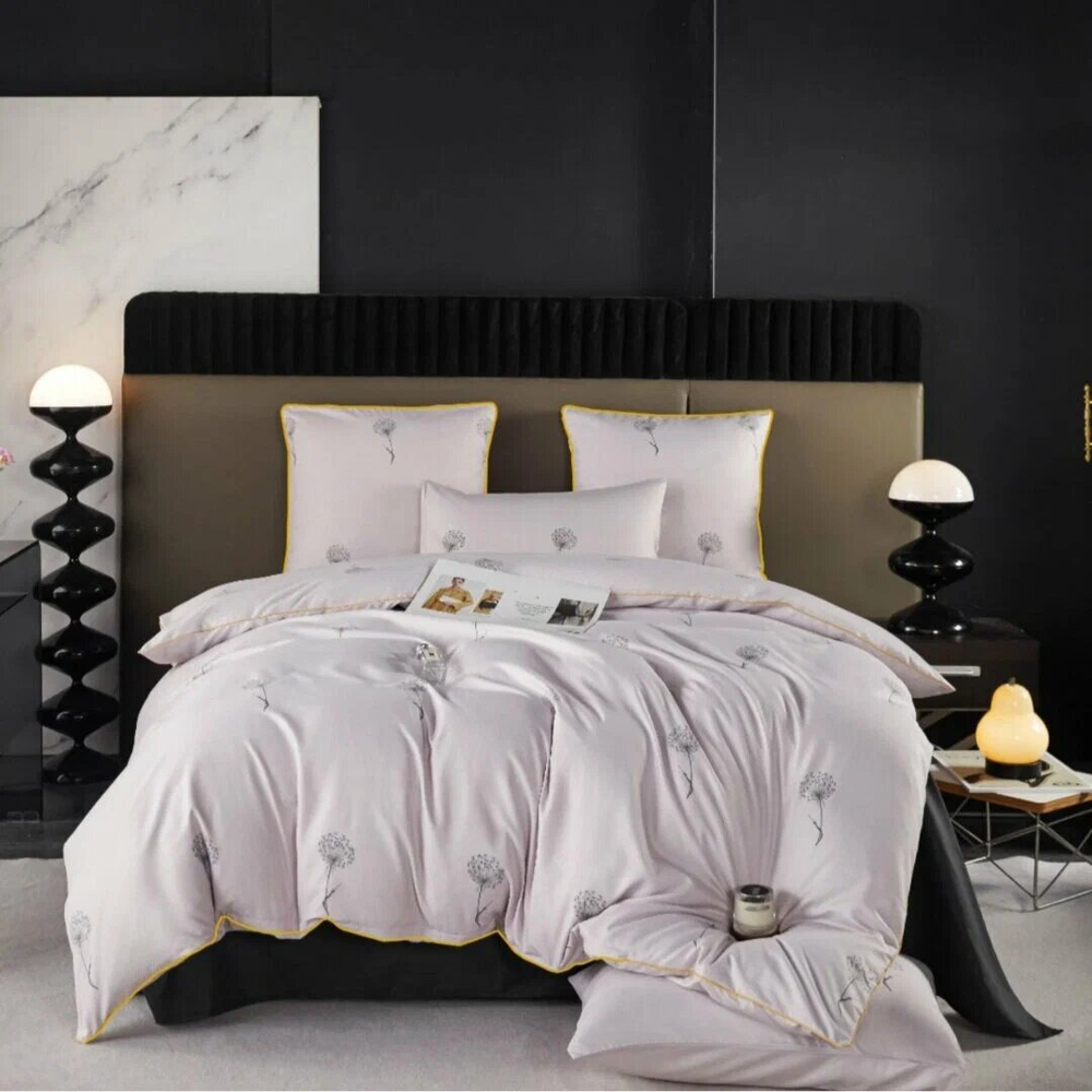 Комплект постельного белья семейный, Хлопок,  Одуванчики на сиреновом