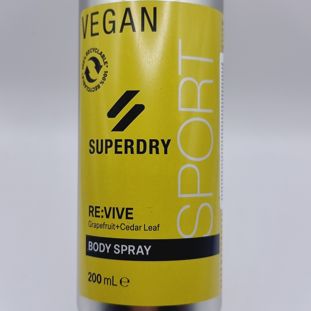 Део-спрей для тела мужской Superdry Re:Vive, грейпфрут, кедровый лист, веганский, 200 мл (из Финляндии)