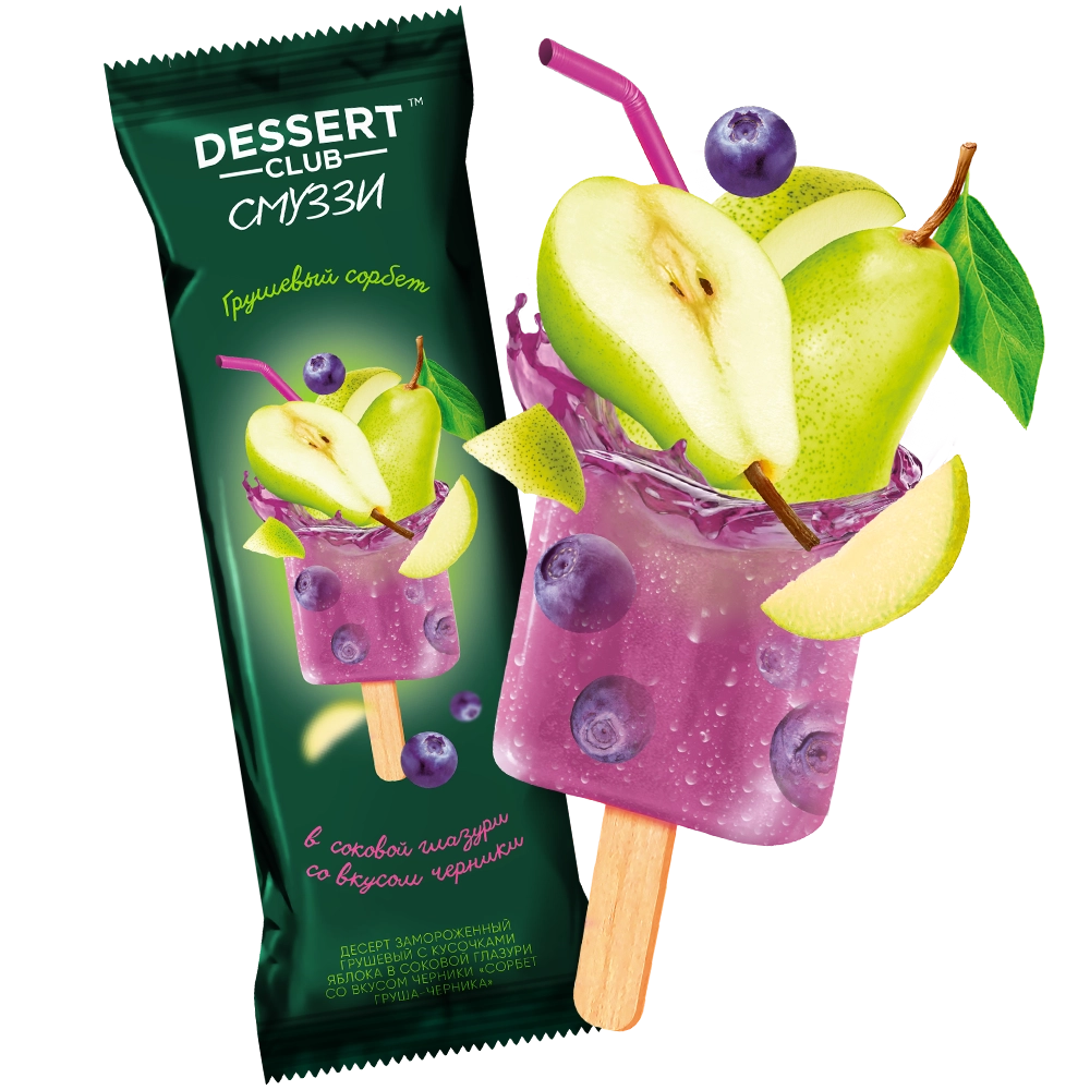 Мороженое Dessert Club Смуззи Груша-черника 60 гр