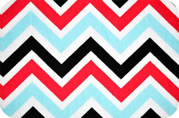 Плюш (ткань) Peppy Chevrons&Zigzags Cuddle 440 г/м², 48х48 см, CP-2800-7 Turq/Red/Black