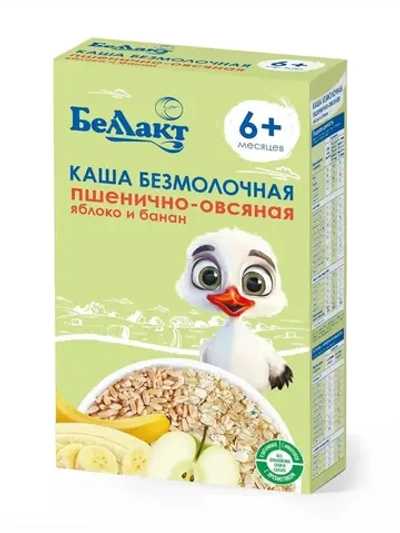 Каша безмолочная Беллакт пшенично-овсяная с яблоком и бананом, 200 г