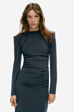 ПЛАТЬЕ МИДИ СО СБОРКАМИ И ПОДПЛЕЧНИКАМИ — ZARA