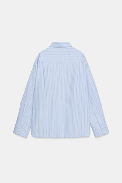 ZARA РУБАШКА OXFORD В ПОЛОСКУ — ZW COLLECTION, НЕБЕСНО-ГОЛУБОЙ