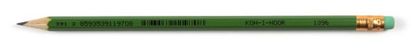 Карандаш чернографитный KOH-I-NOOR 1396 с ластиком, HB, корпус зеленый