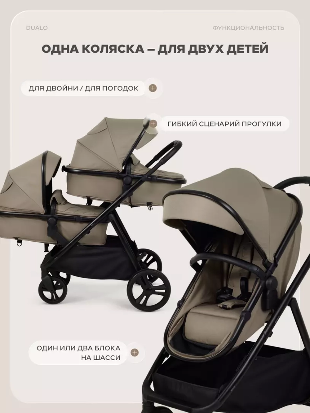 Коляска детская для близнецов RANT basic "Dualo" RA168 Brown