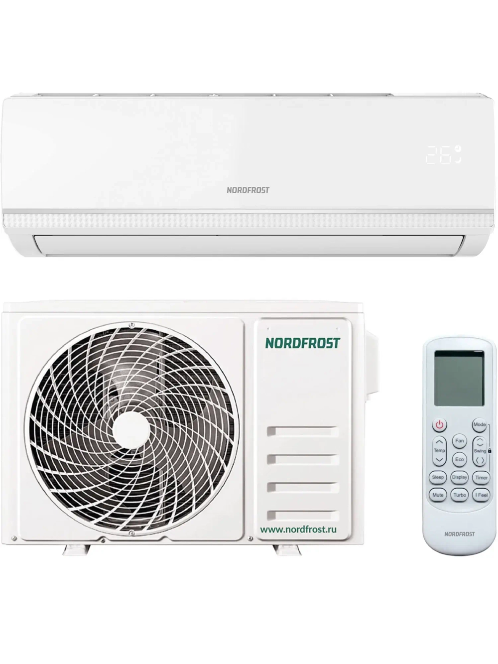 Сплит-система кондиционер настенный NordFrost AC 09 QUB (in/out) на 24 м²