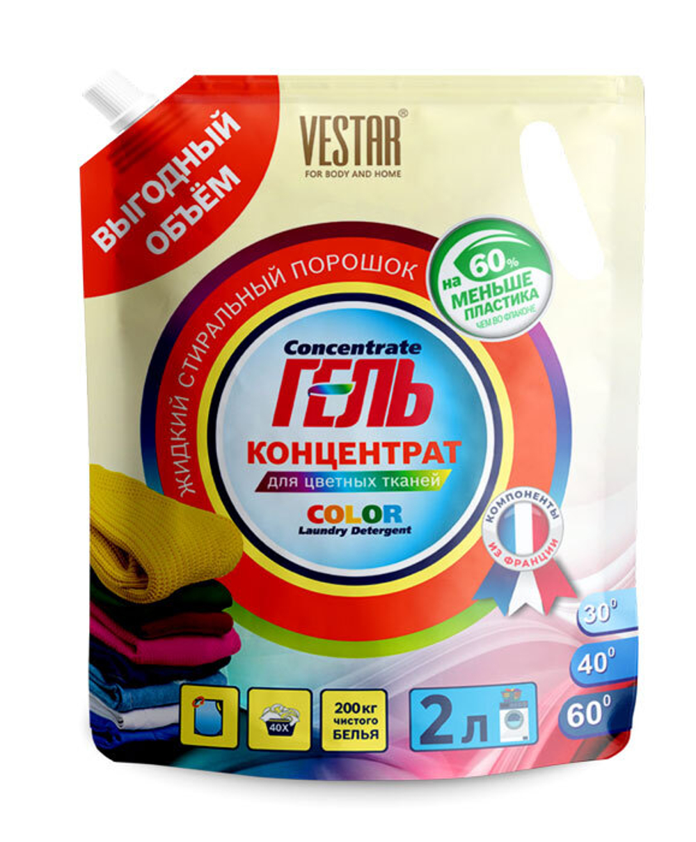 Гель-концентрат для стирки Vestar для Цветных тканей дой-пак 2,0 л