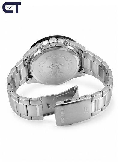 CASIO EFV-550D-1AVUDF EDIFICE мужские наручные часы — крупный стальной хронограф с чёрным циферблатом