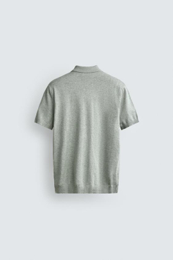 ZARA ПОЛО КЛАССИЧЕСКОГО КРОЯ ИЗ РЕЛЬЕФНОГО ТРИКОТАЖА, ЗЕЛЕНЫЙ МЕЛАНЖ