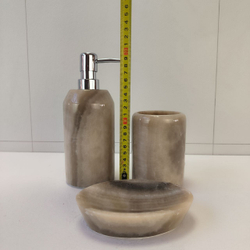 Набор из оникса 3 предм Grey NO-63240 дозатор, стаканчик, мыльница 151