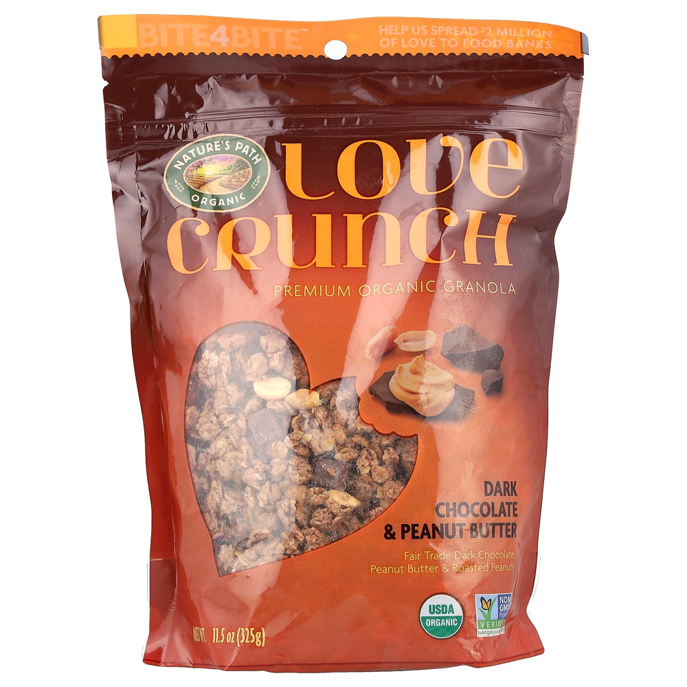 Nature's Path, Love Crunch®, органическая гранола премиального качества, темный шоколад и арахисовая паста, 325 г (11,5 унции)