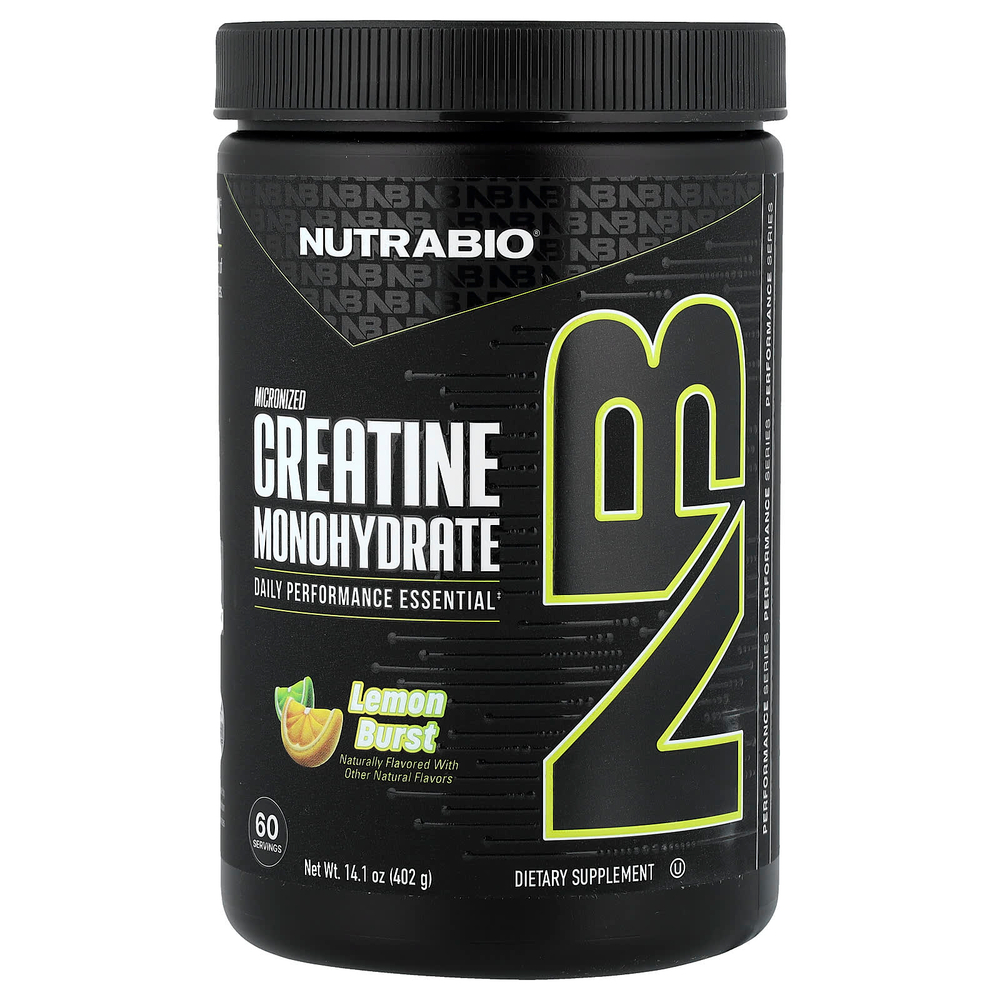 NutraBio, микронизированный моногидрат креатина, со вкусом лимона, 402 г (14,1 унции)