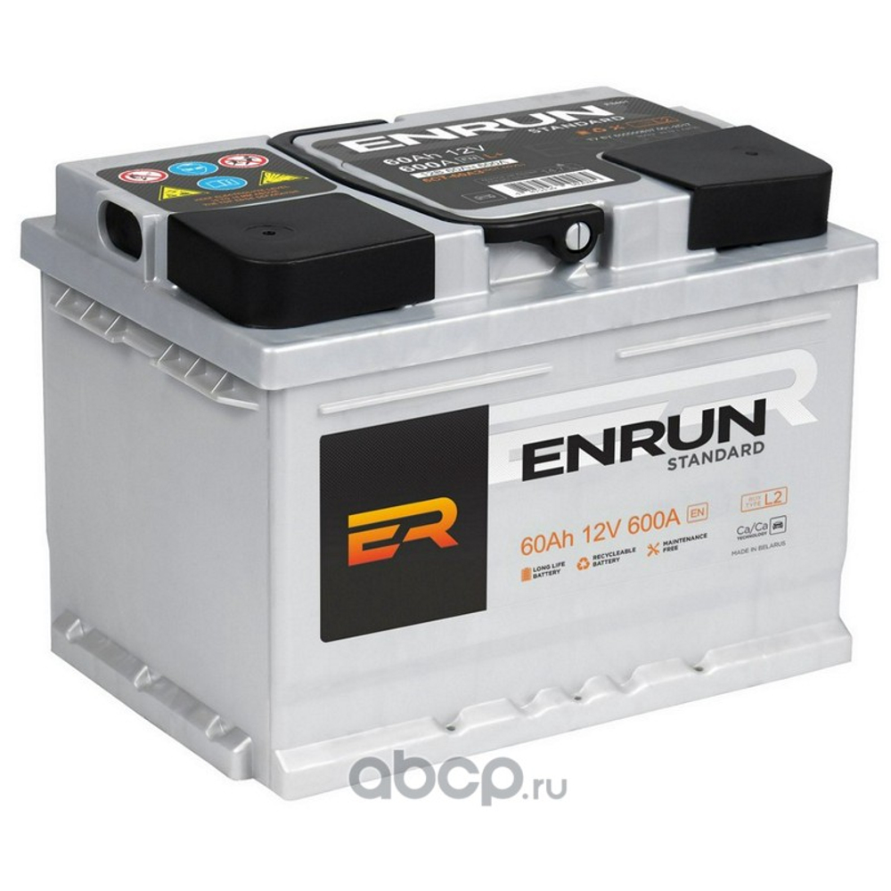 АККУМУЛЯТОР ENRUN 60 Ah ES601 ПРЯМАЯ (+/-) 12V 600A EN 242x175x190
