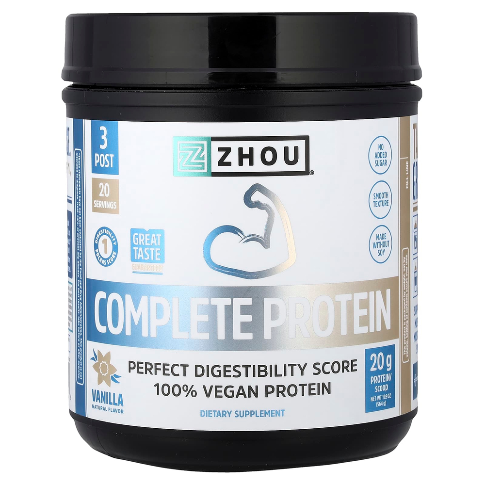 Zhou Nutrition, полноценный протеин, со вкусом ванили, 564 г (19,9 унции)