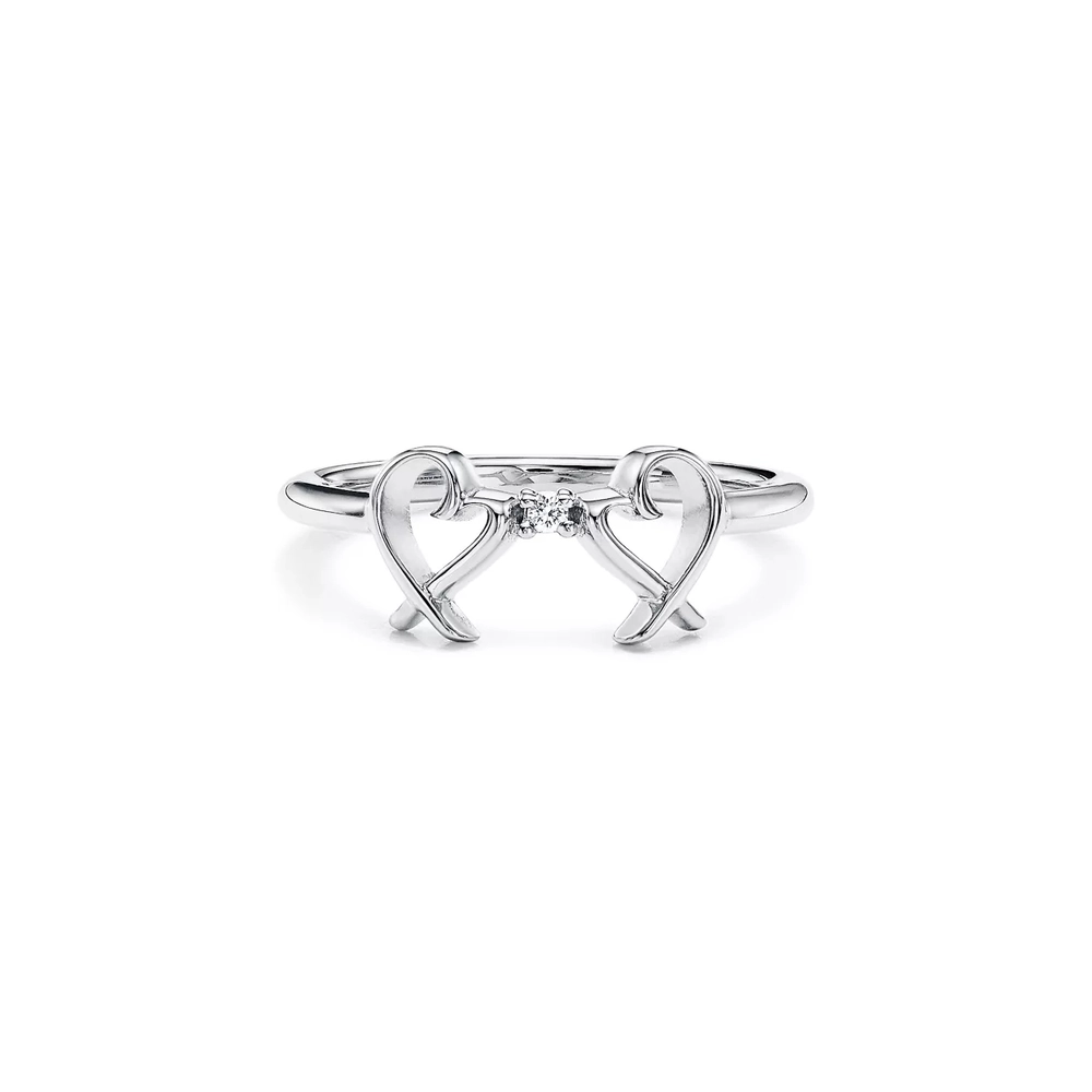 Кольцо из серебра с бриллиантом, Tiffany 💠 Любящие сердца.
