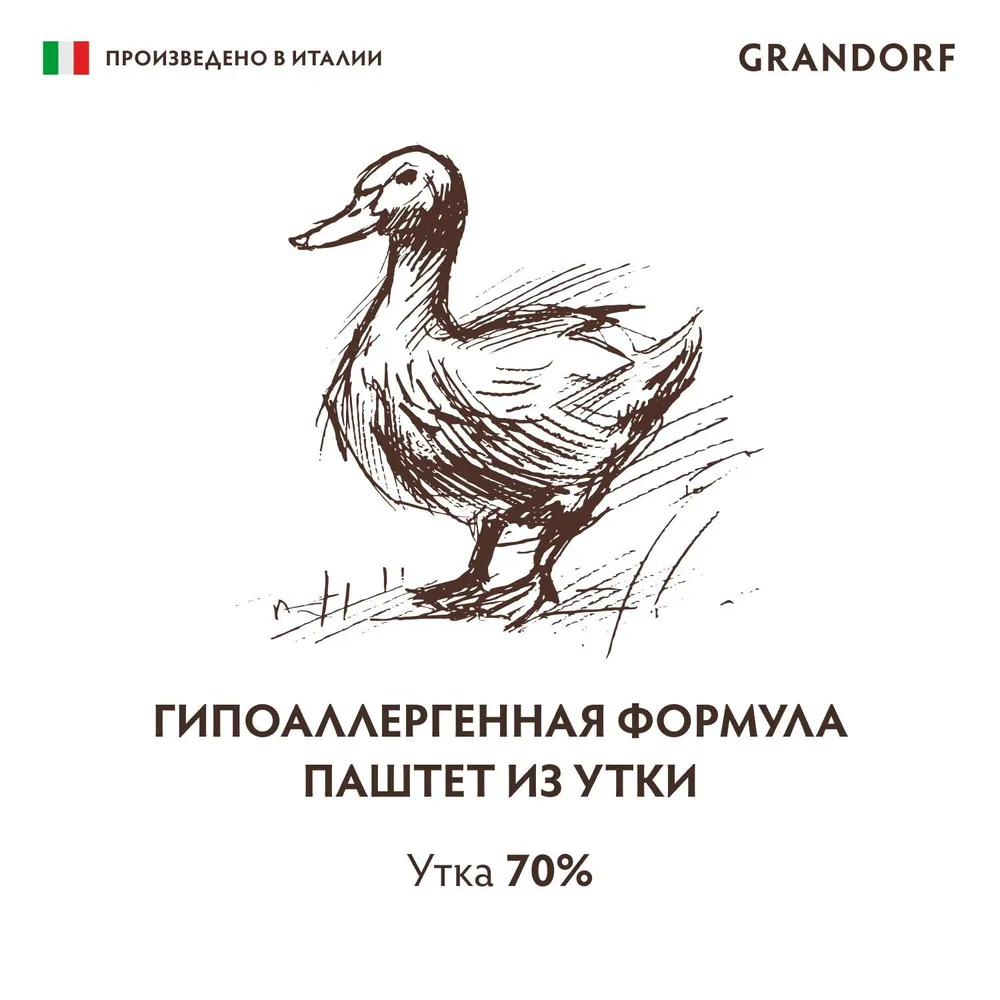 Консервы GRANDORF Dog Duck для собак, паштет из утки